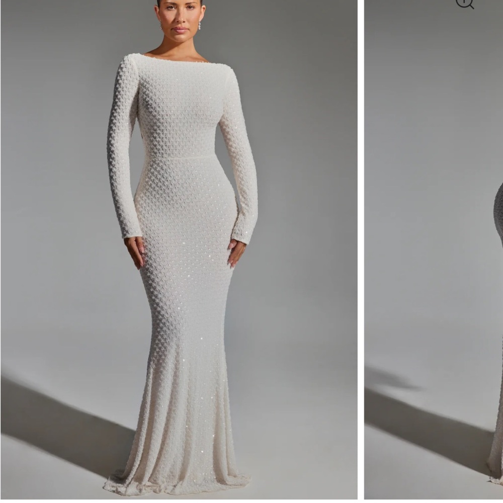 JAILENE
Embellished Open-Back Gown in White